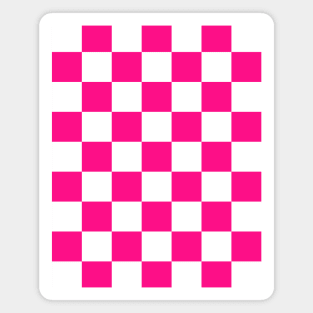 Checkered squares hot pink white geometric retro pattern Magnet